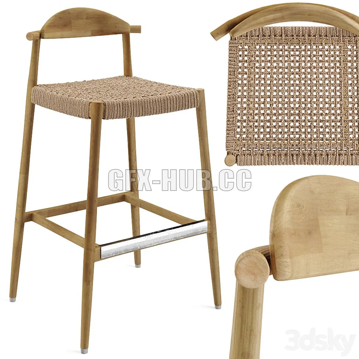 Nina Bar Stool seat76 3D Model