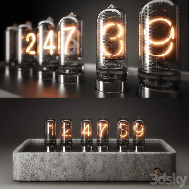 Nixie Tube Clock 3D Model Nixie Tube Clock 3D Model