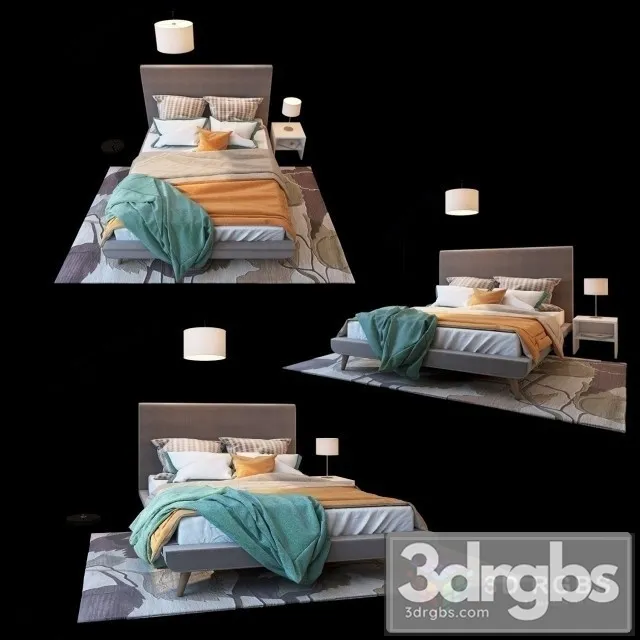 Nixon Upholstered Panel Bed 3D Model Download