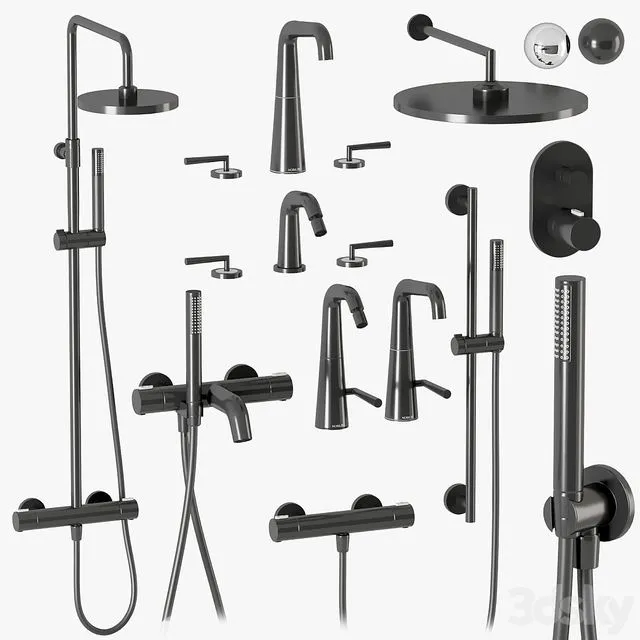 Nobili Liquid shower and faucets set 3D Model Nobili Liquid shower and faucets set 3D Model