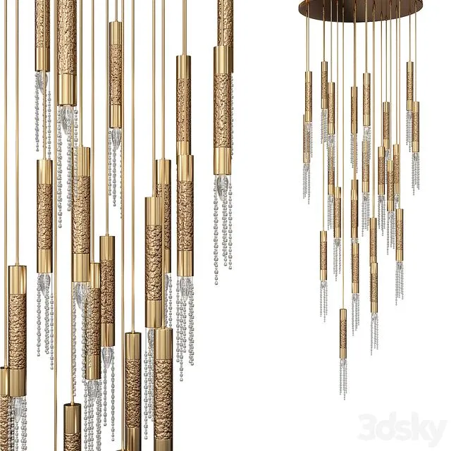 Nodes 8 Light Linear Chandelier 3D Model