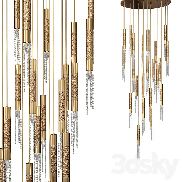 Nodes 8 Light Linear Chandelier 3D Model