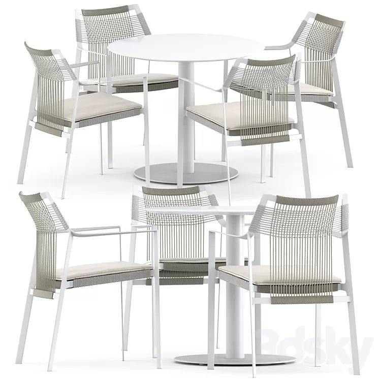 Nodi armchair and T-Ttable dining table by Tribu 3D Model Free Download