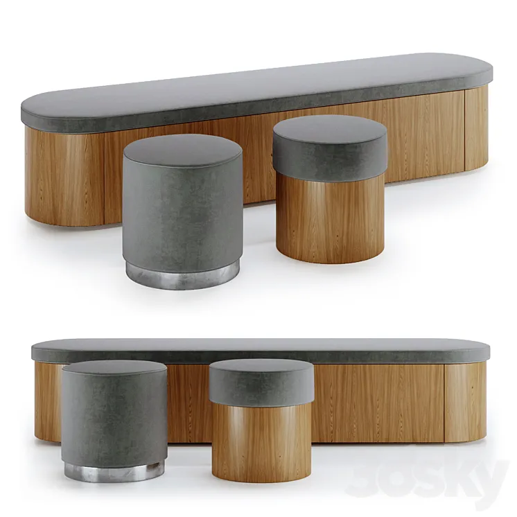 Noella pouf and ottoman 3D Model Free Download