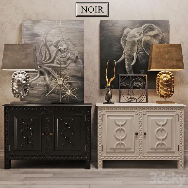 NOIR Athos Buffet Black & White 3D Model