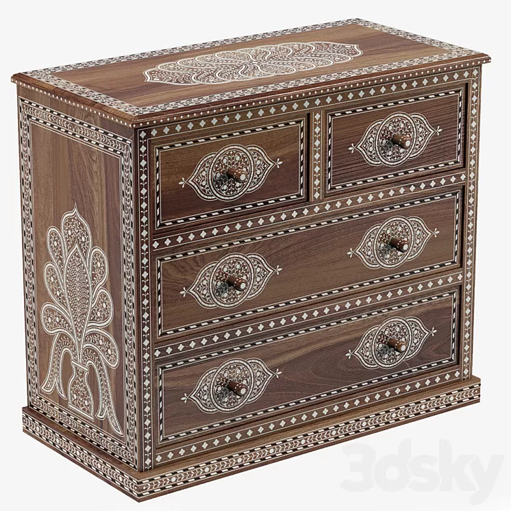 Noor Bone Inlay Chest 3D Model