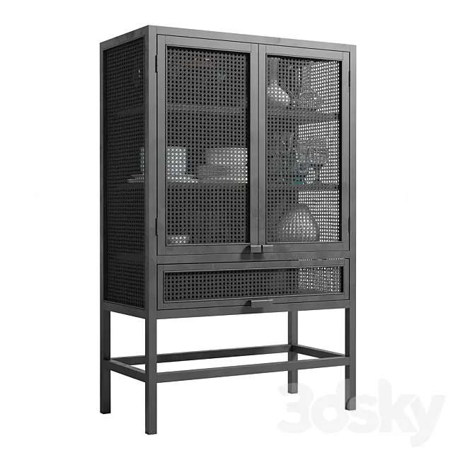 Nordal Merge Cabinet_Rattan_Natural wardrobe 3DModel