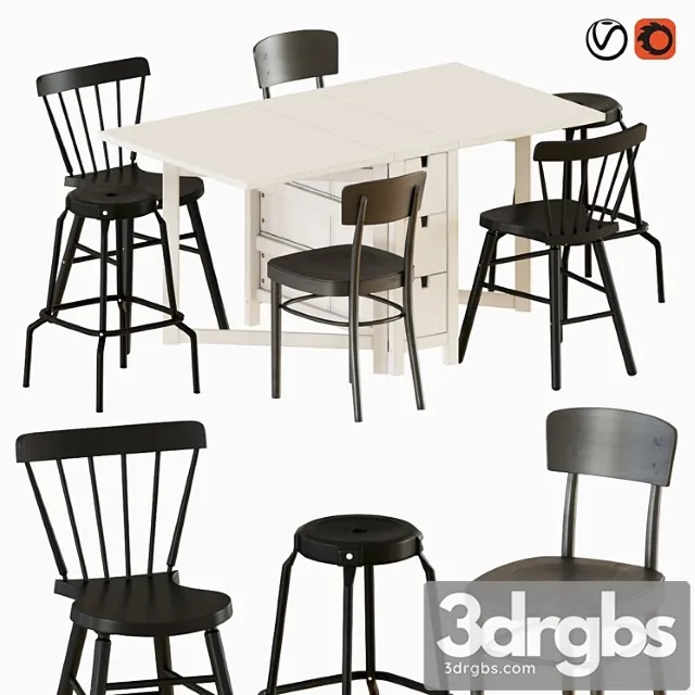 Norden gateleg table and chairs 2 3D Model Download