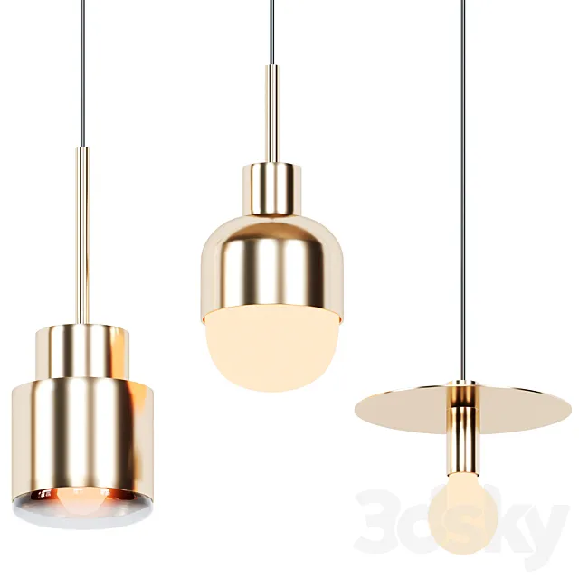 Nordic simple modern brass single head small chandelier creative personality night lamp three heads 3D Model Nordic simple modern brass single head small chandelier creative personality night lamp three heads 3D Model