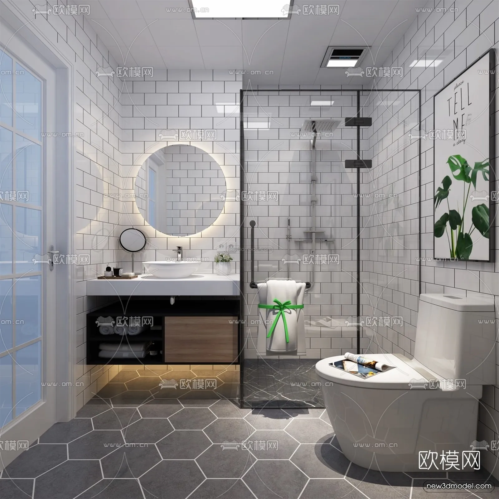 Nordic Style Interior 3D Blocks – Bathroom 3D Model – 508 – VRAY