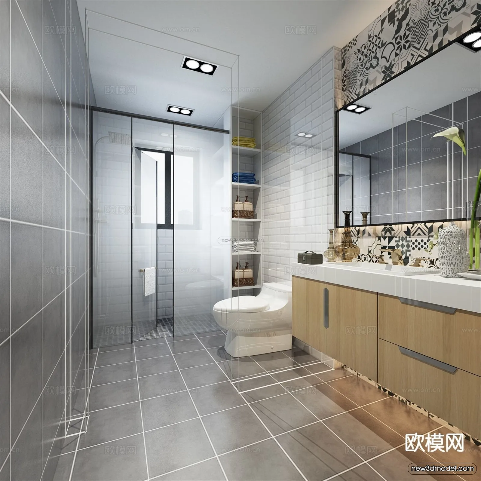 Nordic Style Interior 3D Blocks – Bathroom 3D Model – 510 – VRAY