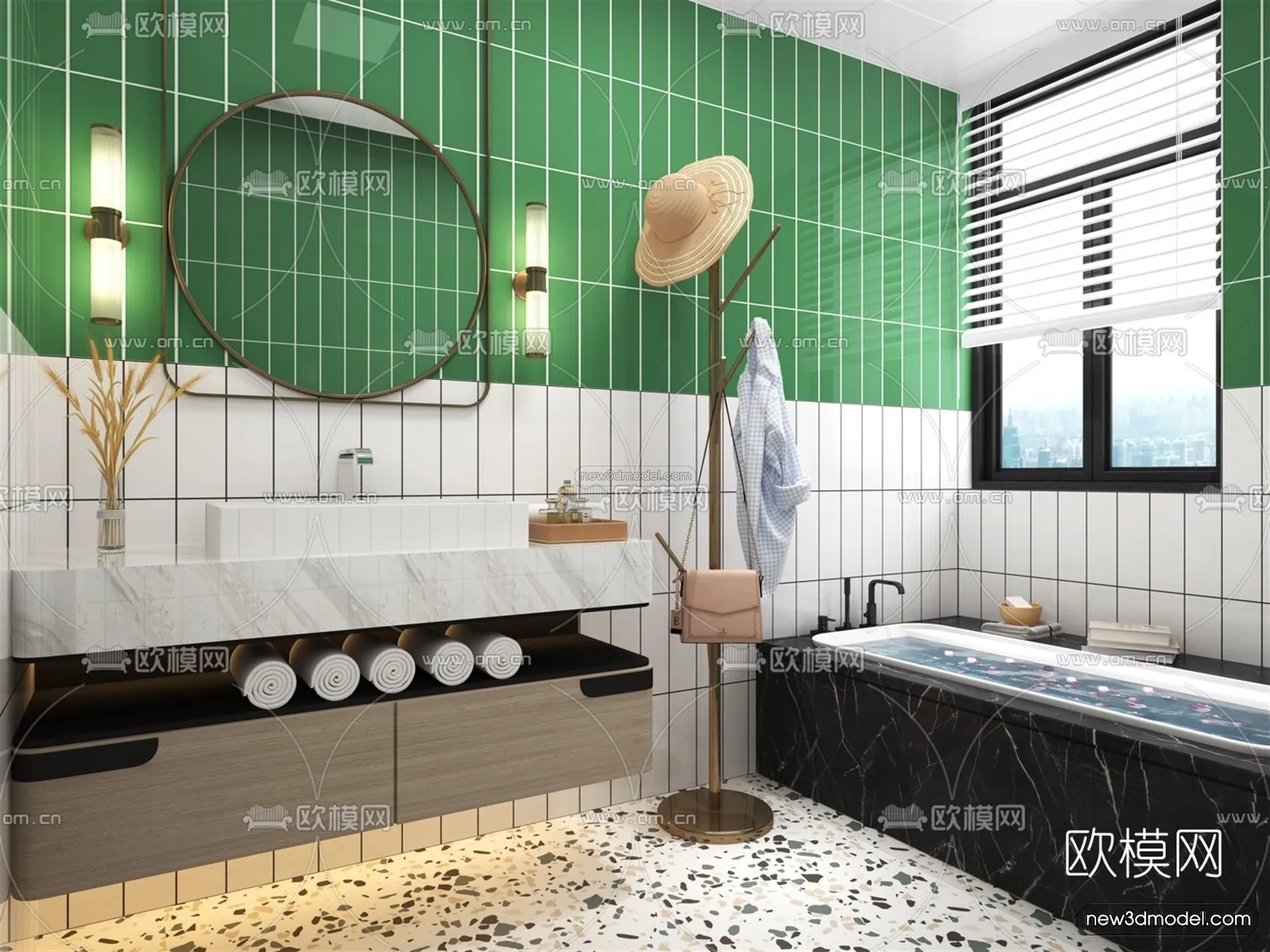 Nordic Style Interior 3D Blocks – Bathroom 3D Model – 511 – VRAY