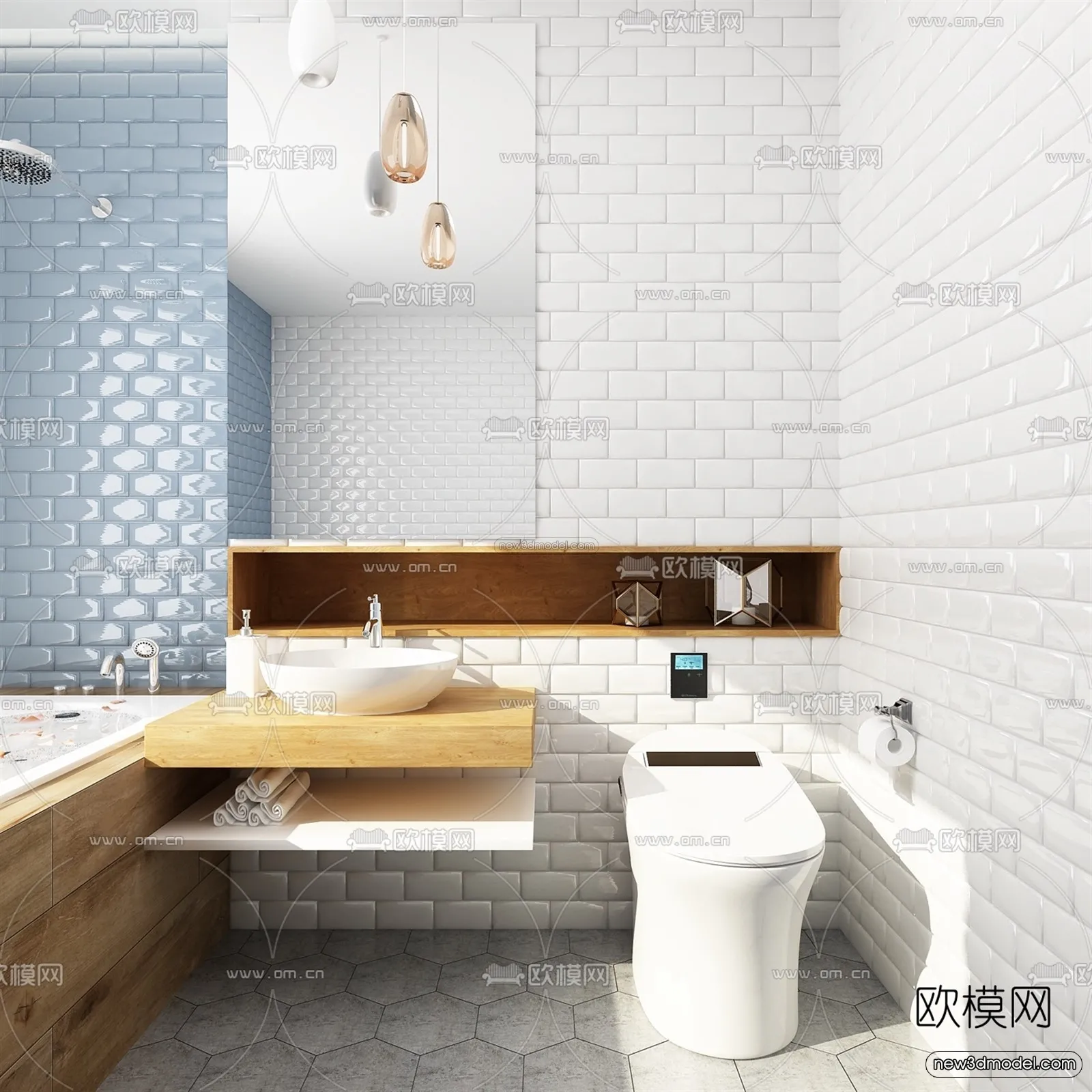 Nordic Style Interior 3D Blocks – Bathroom 3D Model – 513 – VRAY