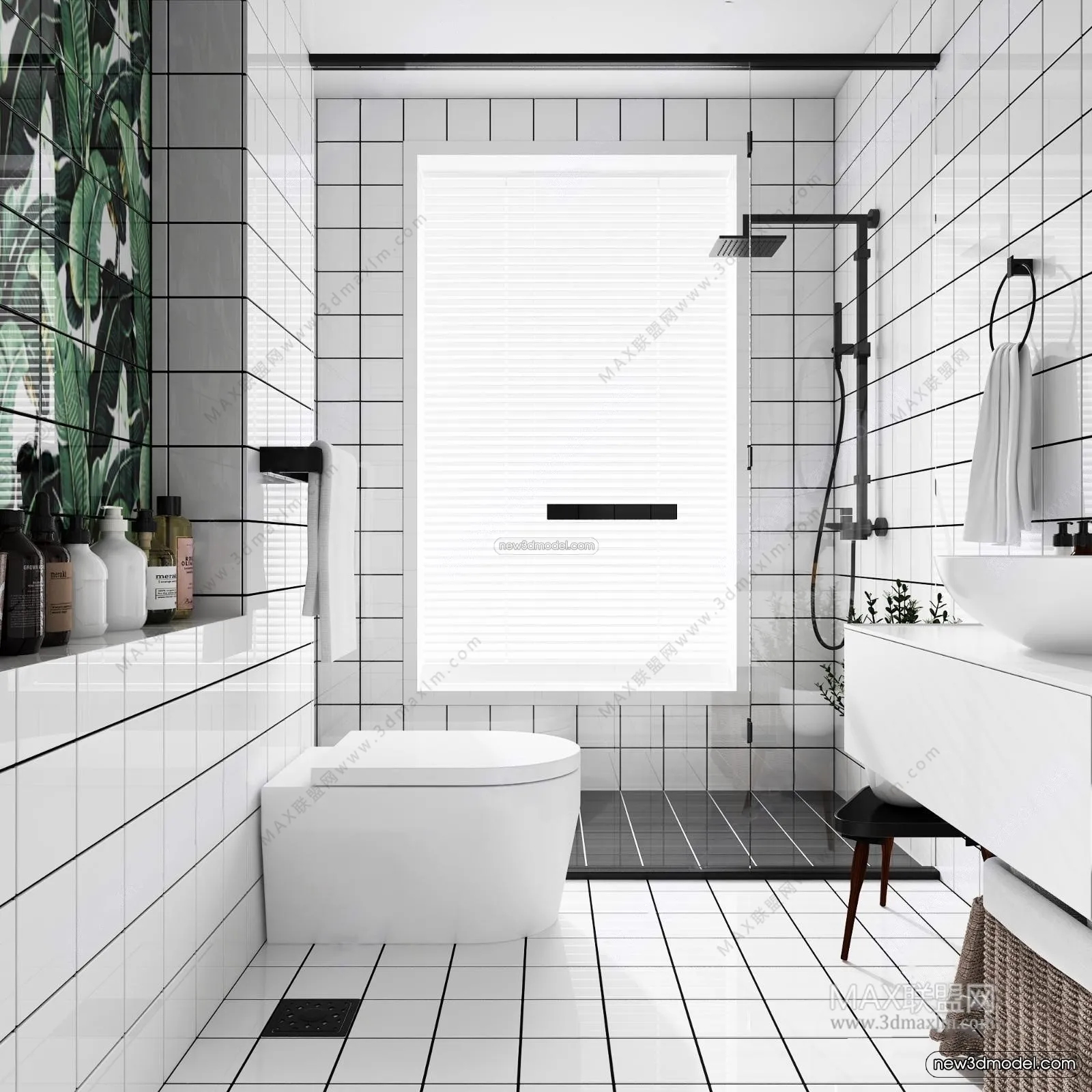 Nordic Style Interior 3D Blocks – Bathroom 3D Model – 516 – VRAY