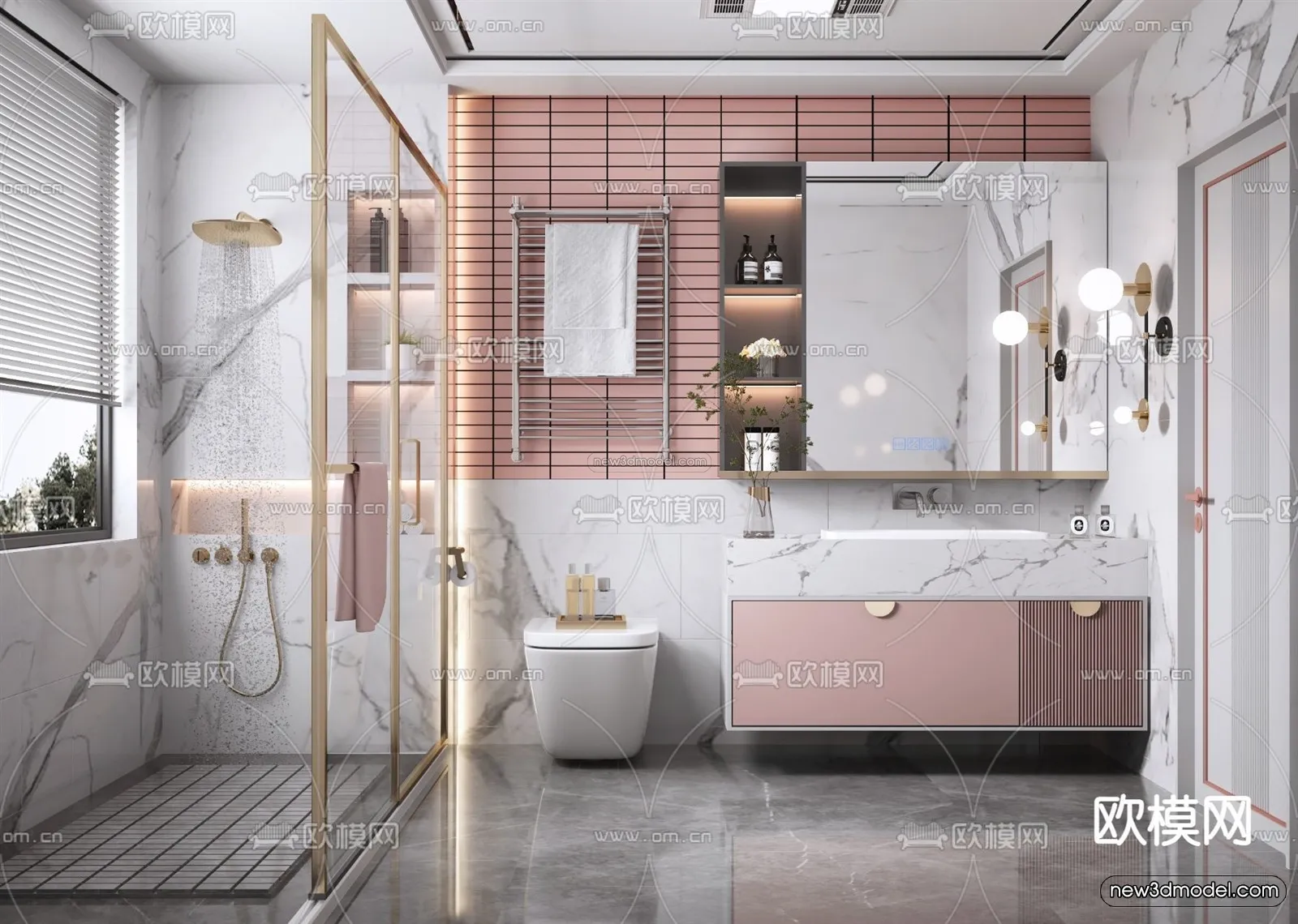 Nordic Style Interior 3D Blocks – Bathroom 3D Model – 521 – VRAY
