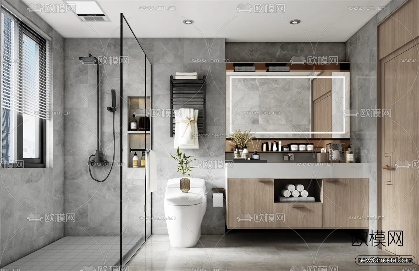 Nordic Style Interior 3D Blocks – Bathroom 3D Model – 522 – VRAY