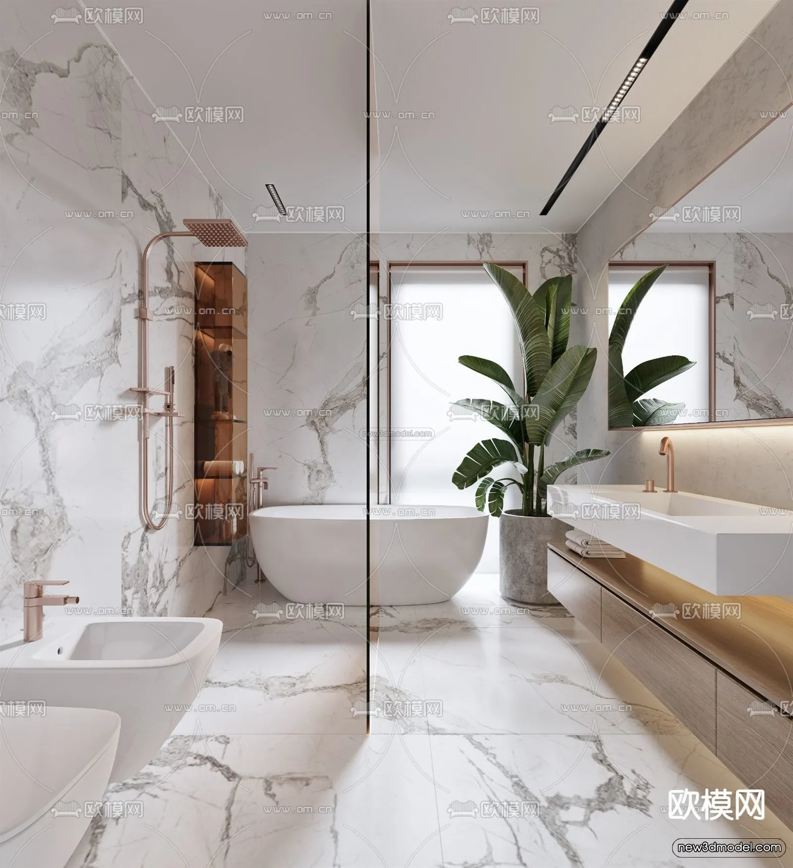 Nordic Style Interior 3D Blocks – Bathroom 3D Model – 527 – VRAY