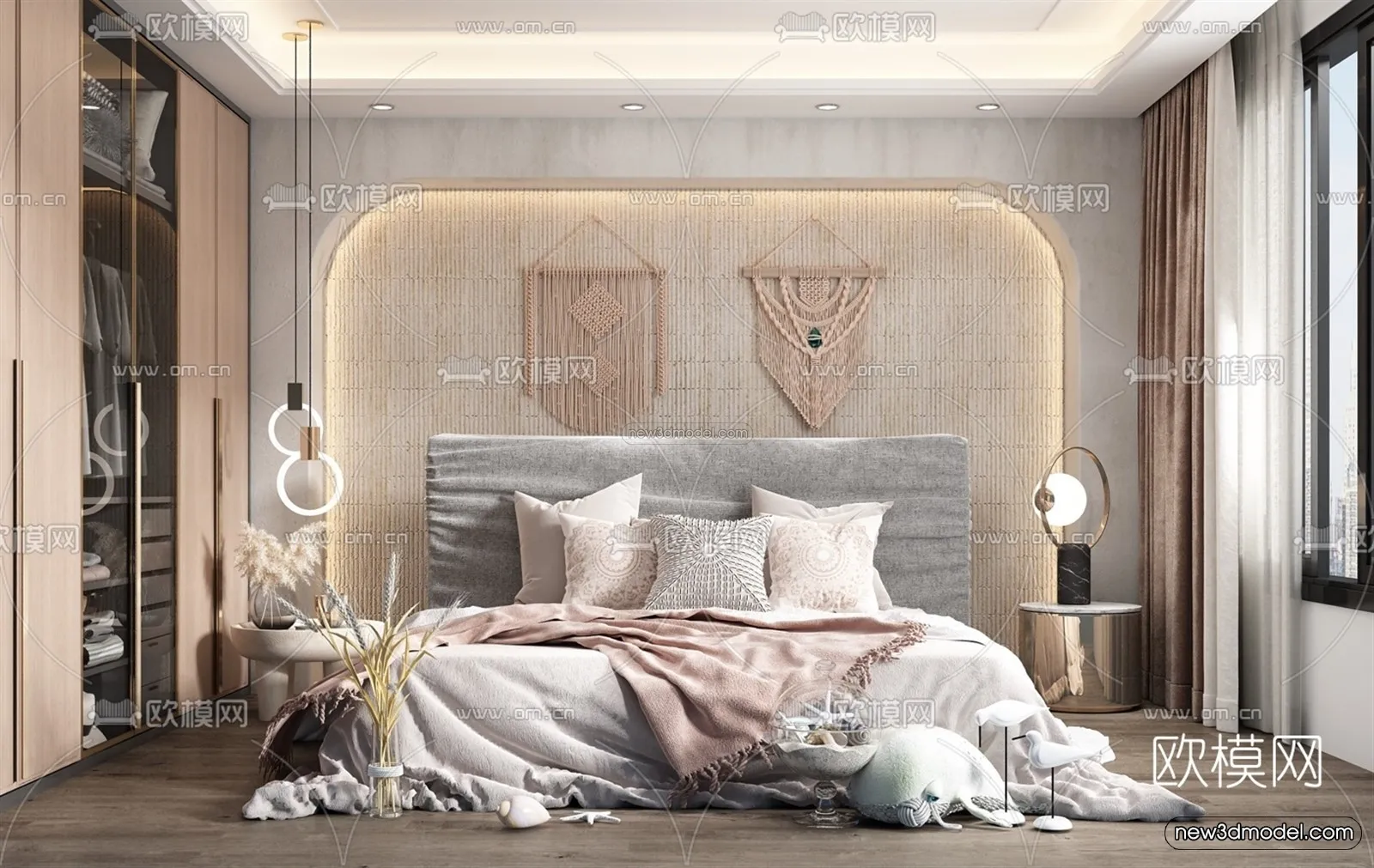 Nordic Style Interior 3D Blocks – Bedroom 3D Model – 271 – VRAY