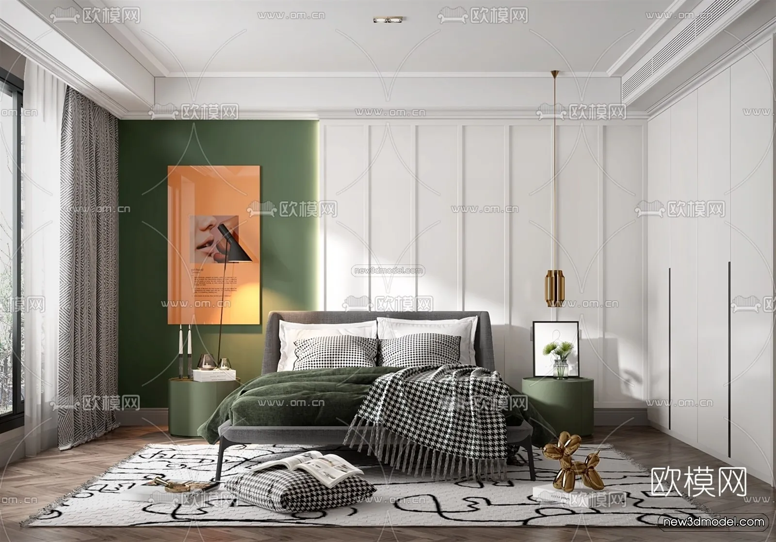 Nordic Style Interior 3D Blocks – Bedroom 3D Model – 272 – VRAY