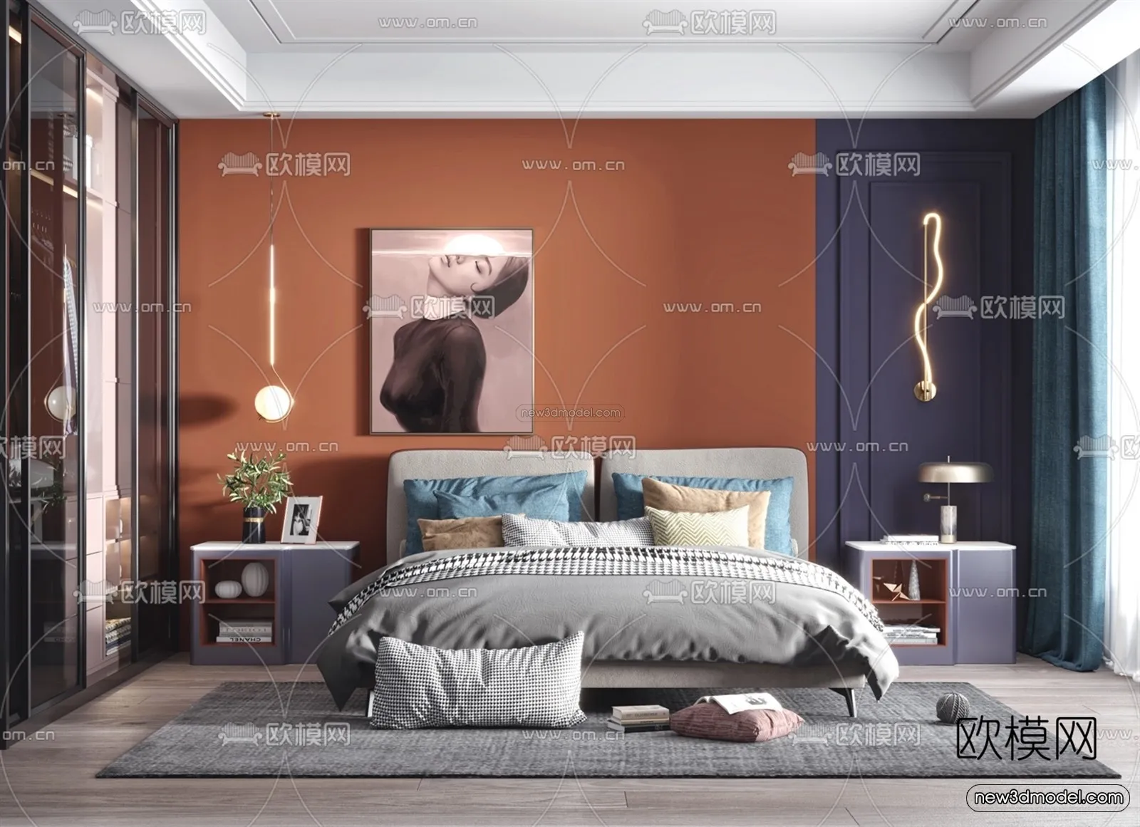 Nordic Style Interior 3D Blocks – Bedroom 3D Model – 274 – VRAY