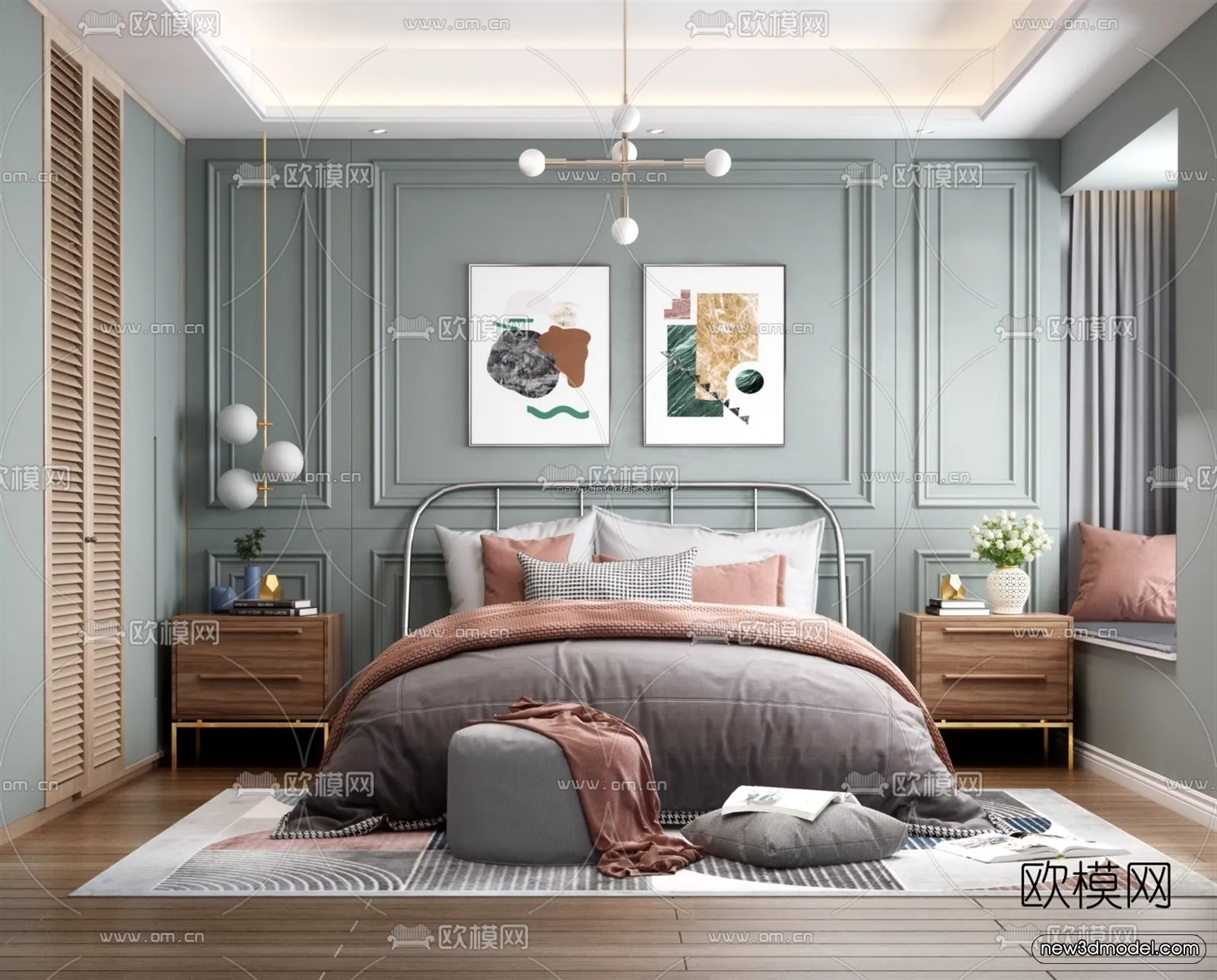 Nordic Style Interior 3D Blocks – Bedroom 3D Model – 278 – VRAY