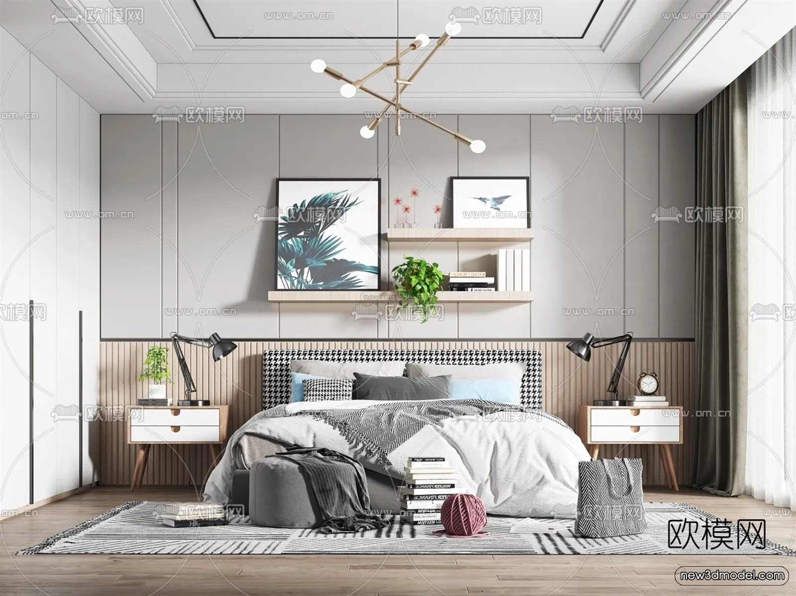 Nordic Style Interior 3D Blocks – Bedroom 3D Model – 281 – VRAY