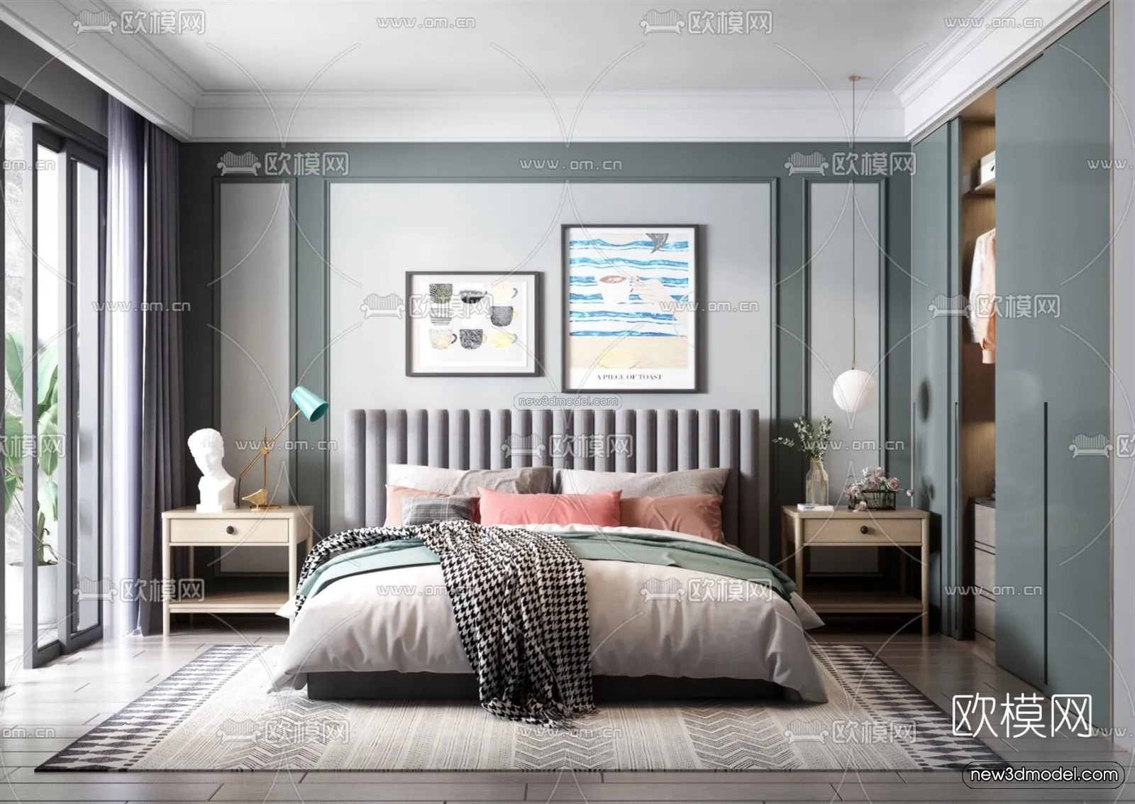 Nordic Style Interior 3D Blocks – Bedroom 3D Model – 282 – VRAY