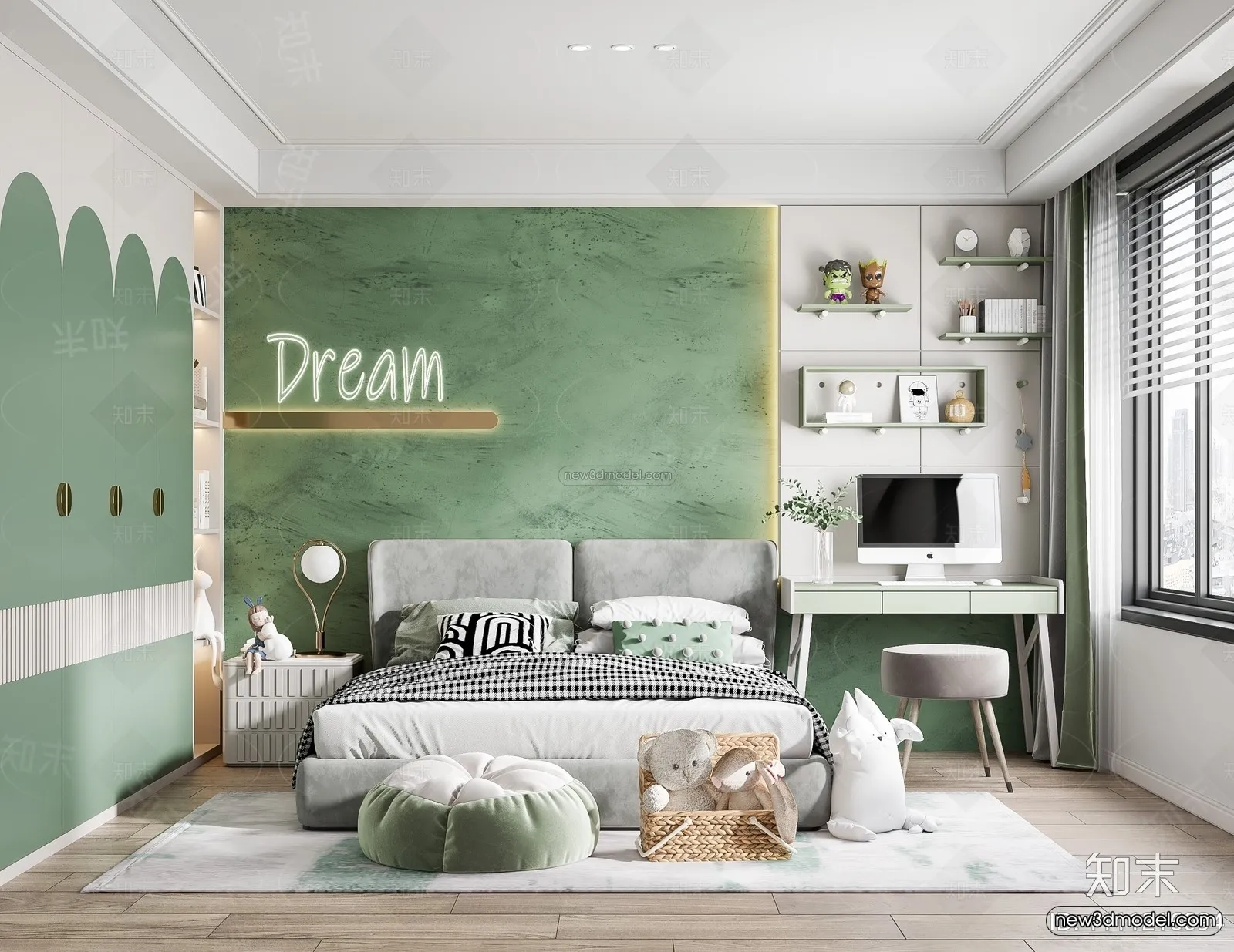 Nordic Style Interior 3D Blocks – Bedroom 3D Model – 284 – VRAY