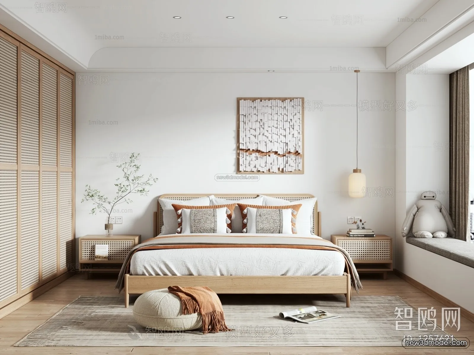 Nordic Style Interior 3D Blocks – Bedroom 3D Model – 285 – VRAY