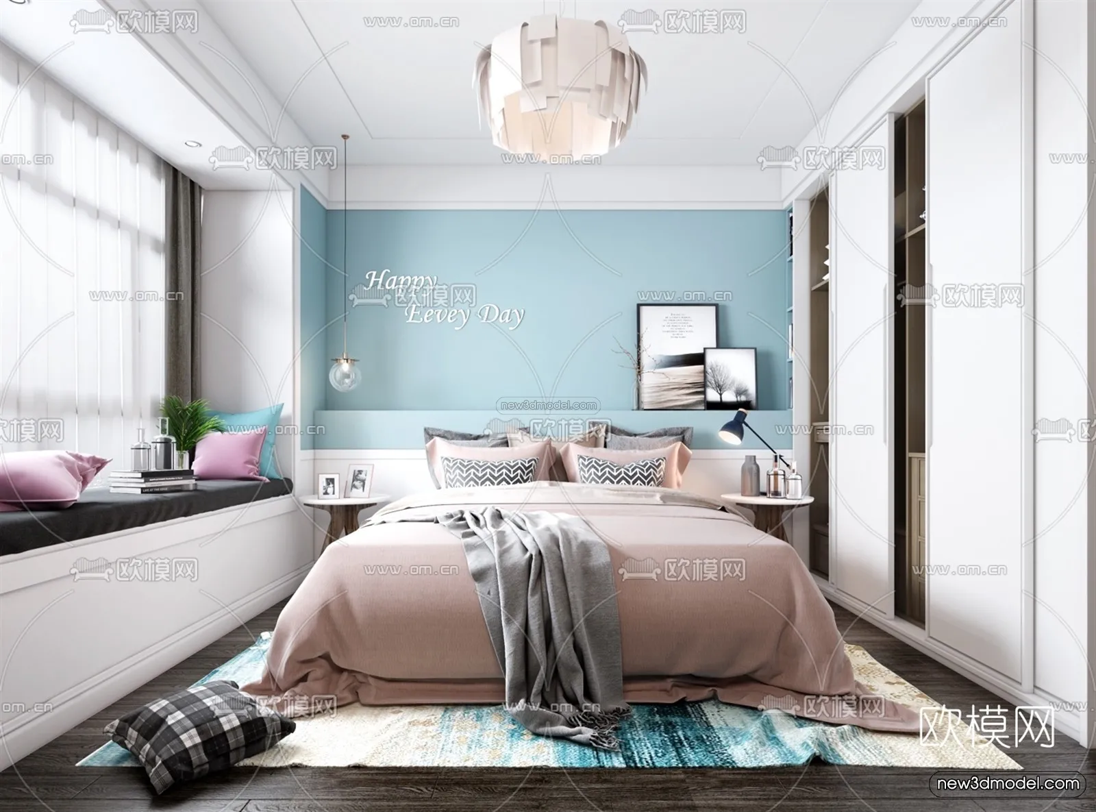 Nordic Style Interior 3D Blocks – Bedroom 3D Model – 288 – VRAY