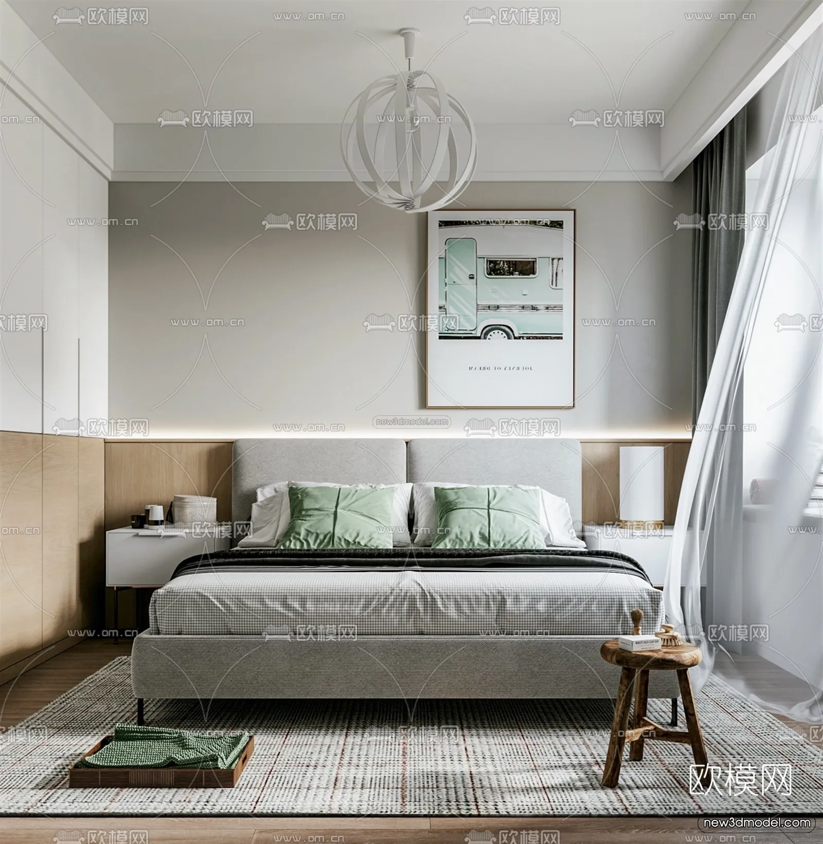 Nordic Style Interior 3D Blocks – Bedroom 3D Model – 290 – VRAY