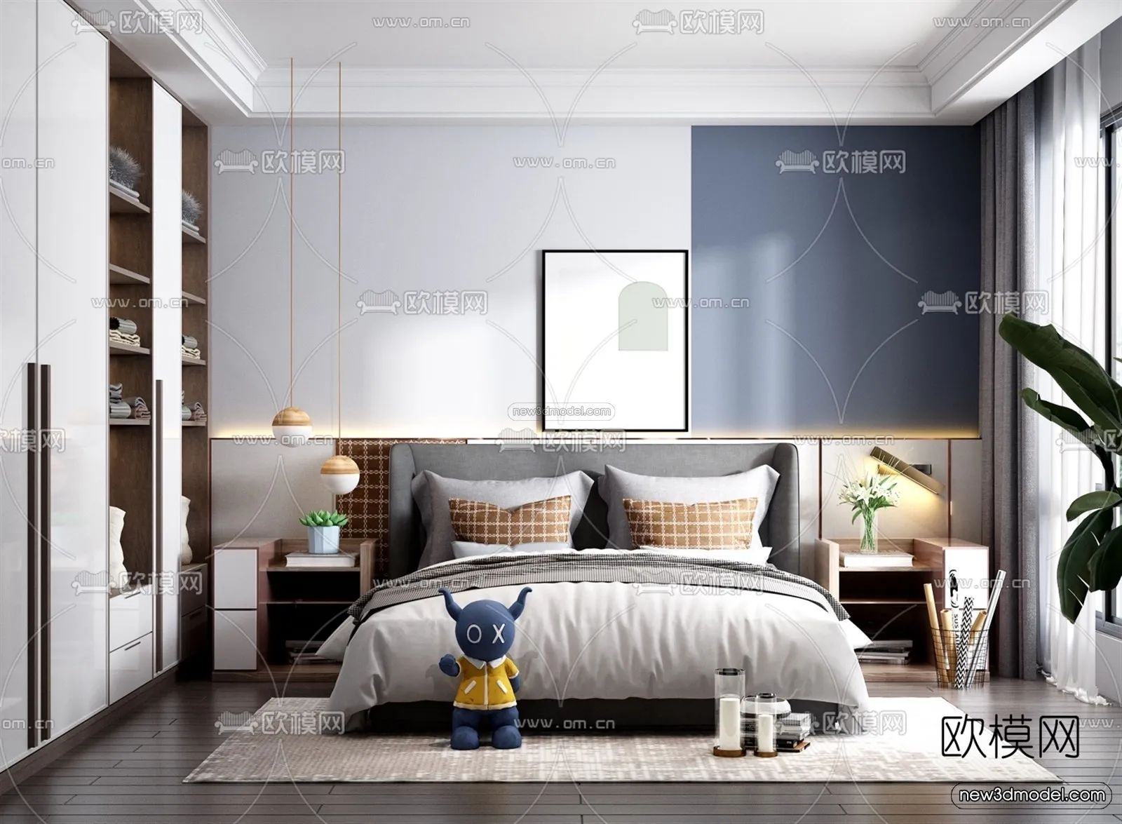 Nordic Style Interior 3D Blocks – Bedroom 3D Model – 291 – VRAY