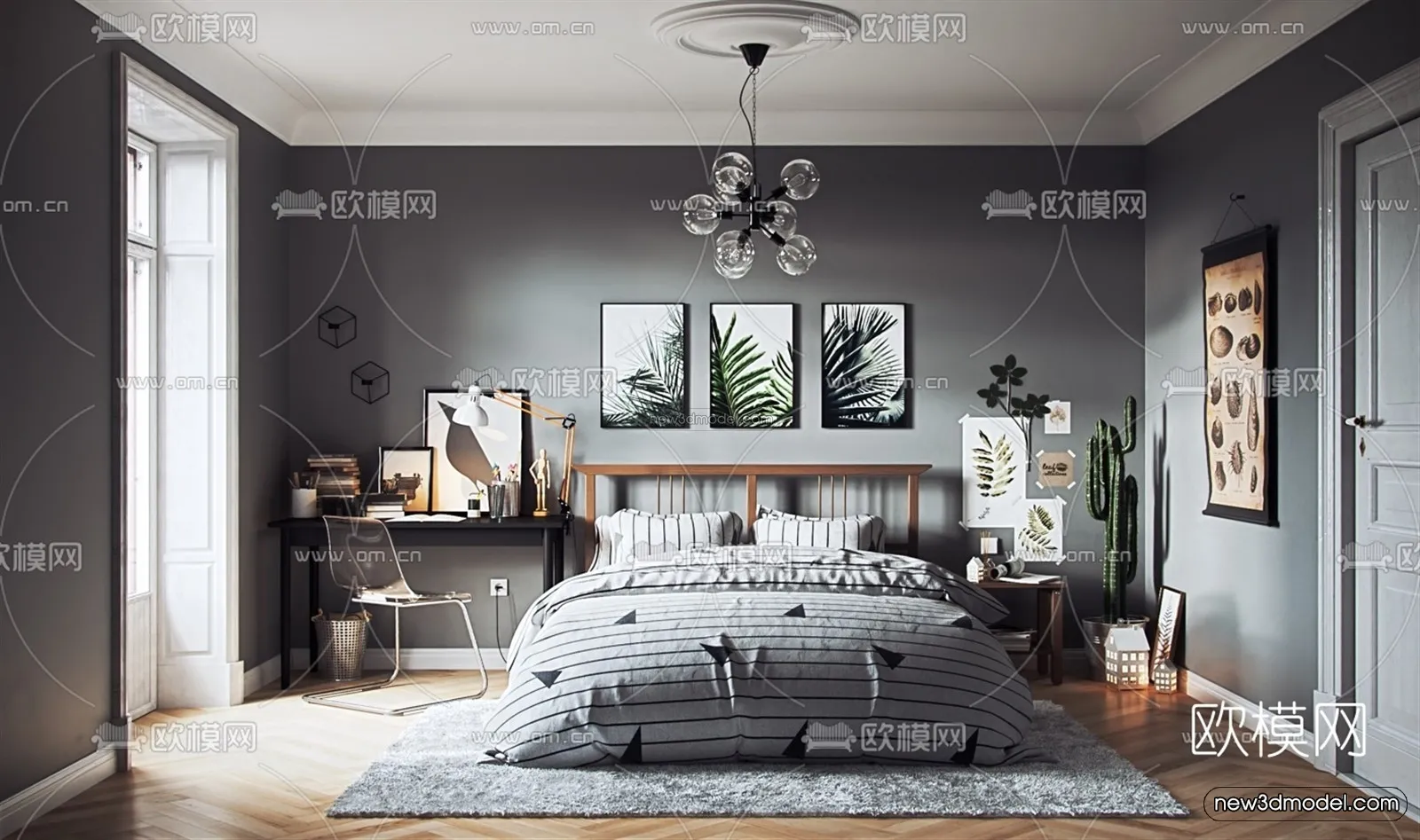 Nordic Style Interior 3D Blocks – Bedroom 3D Model – 292 – VRAY