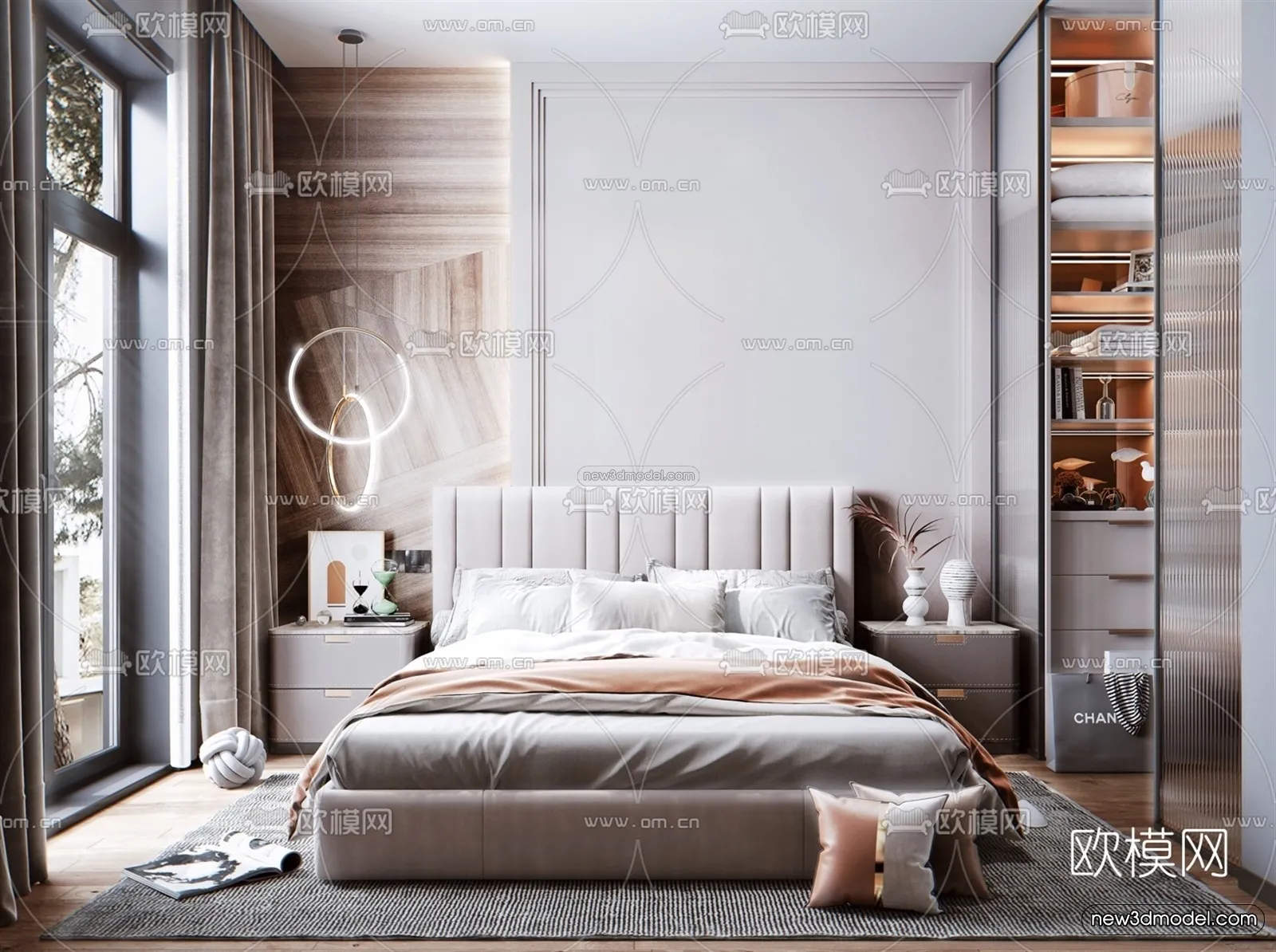 Nordic Style Interior 3D Blocks – Bedroom 3D Model – 293 – VRAY