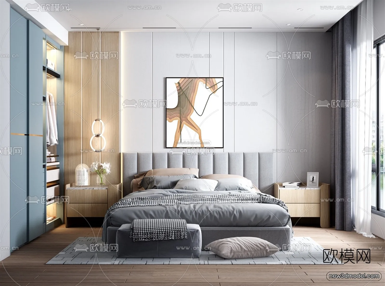 Nordic Style Interior 3D Blocks – Bedroom 3D Model – 295 – VRAY
