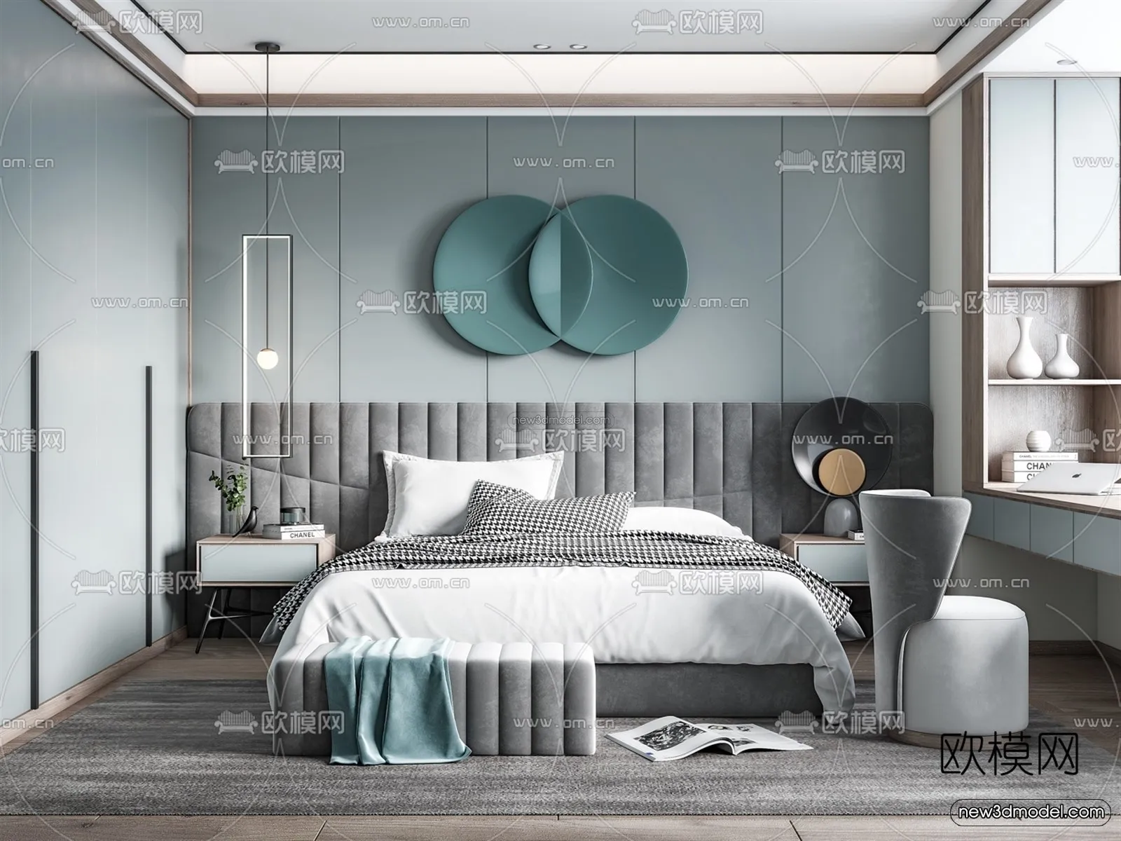 Nordic Style Interior 3D Blocks – Bedroom 3D Model – 304 – VRAY