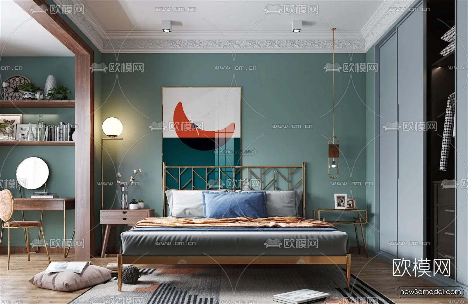 Nordic Style Interior 3D Blocks – Bedroom 3D Model – 307 – VRAY