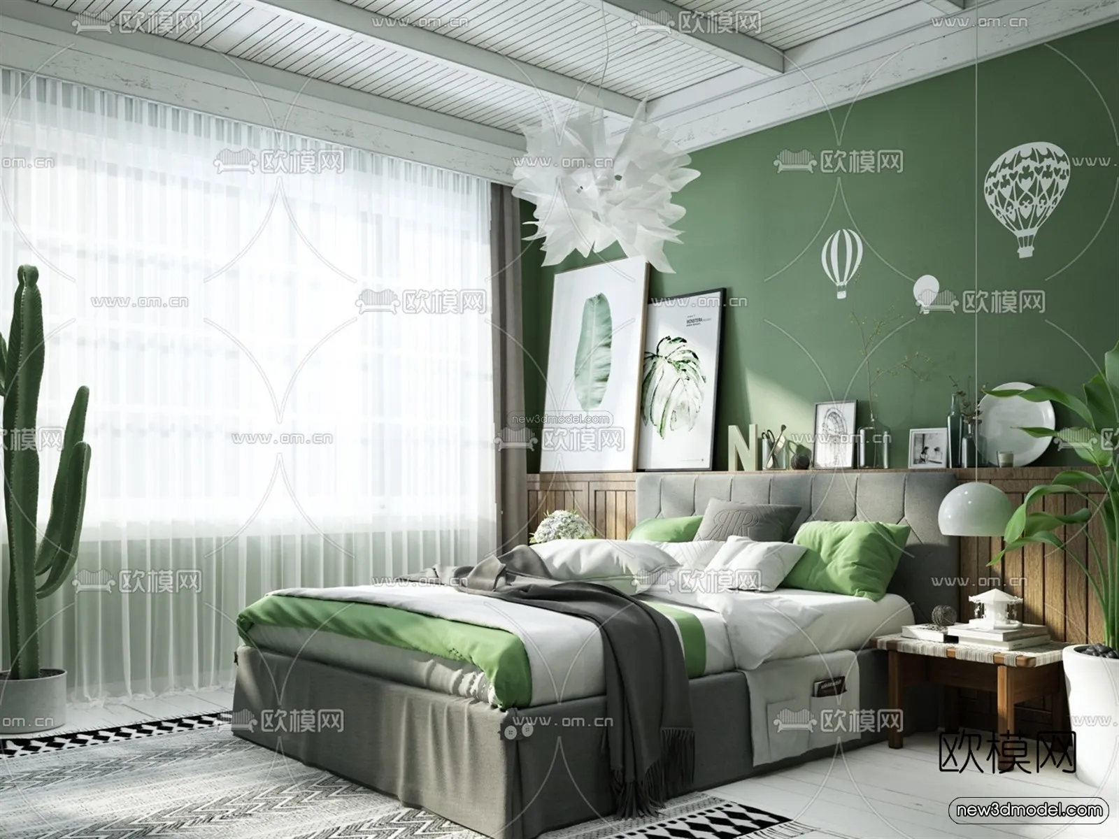 Nordic Style Interior 3D Blocks – Bedroom 3D Model – 308 – VRAY