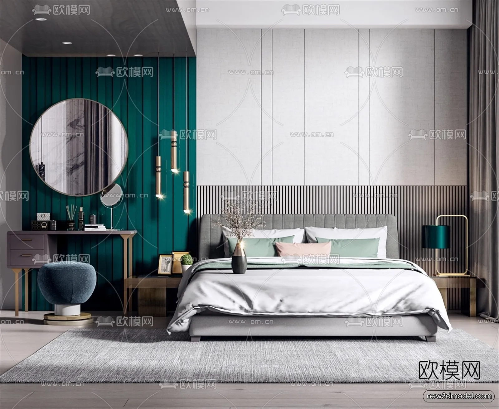 Nordic Style Interior 3D Blocks – Bedroom 3D Model – 311 – VRAY