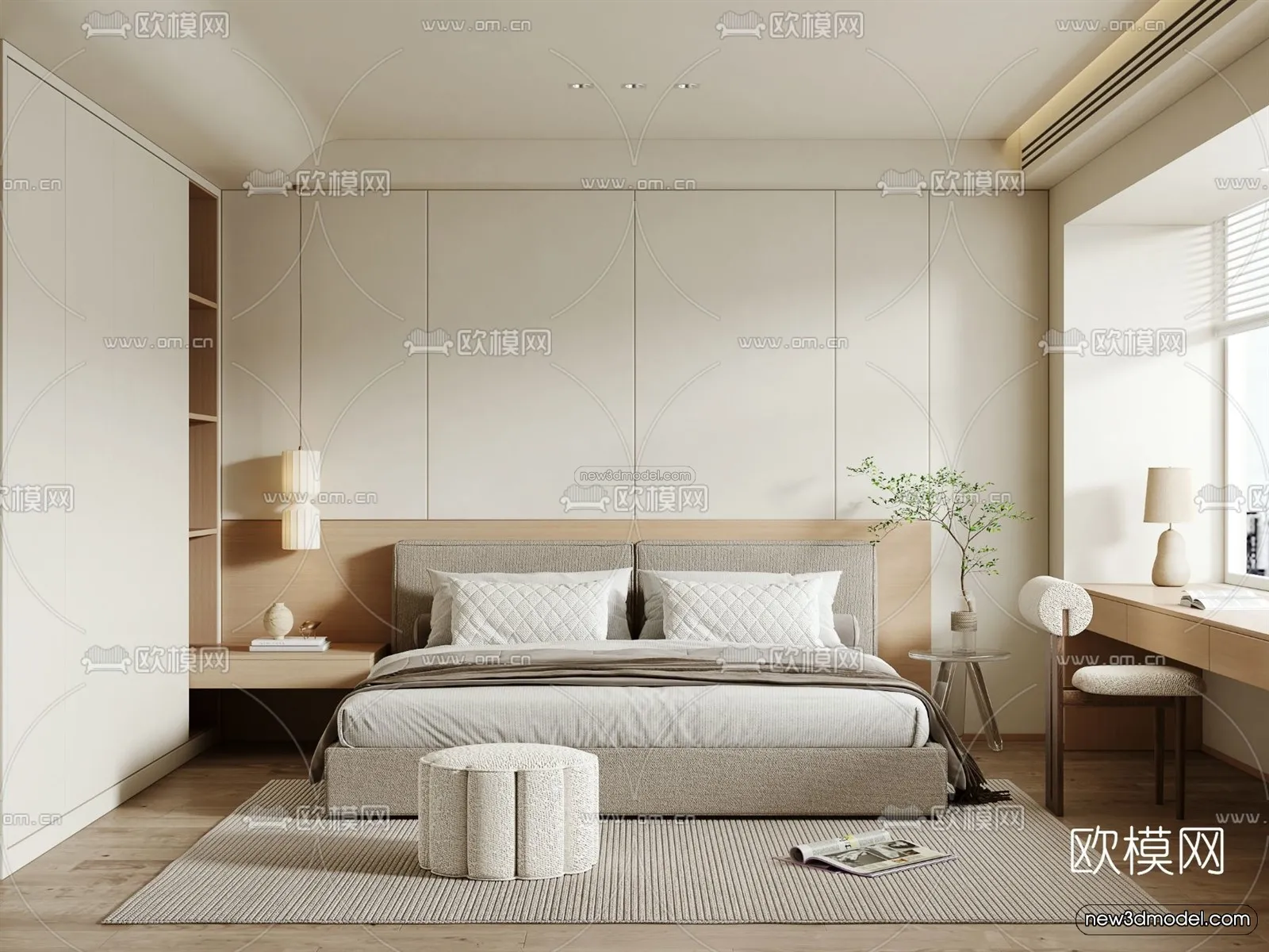Nordic Style Interior 3D Blocks – Bedroom 3D Model – 312 – VRAY