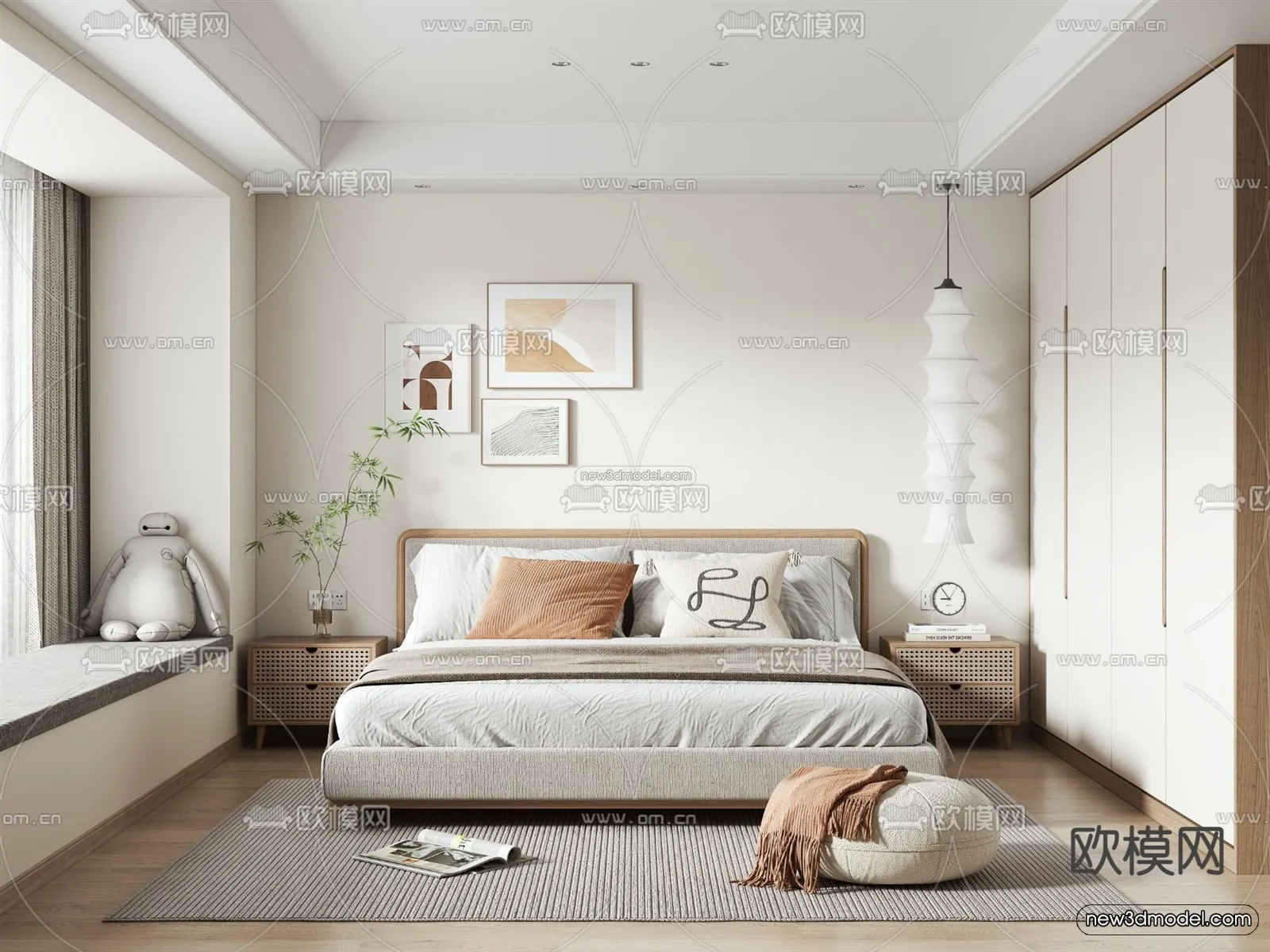 Nordic Style Interior 3D Blocks – Bedroom 3D Model – 313 – VRAY