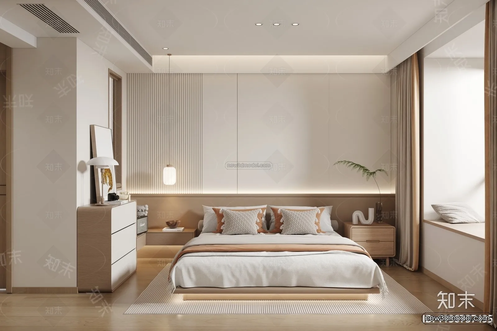 Nordic Style Interior 3D Blocks – Bedroom 3D Model – 315 – VRAY