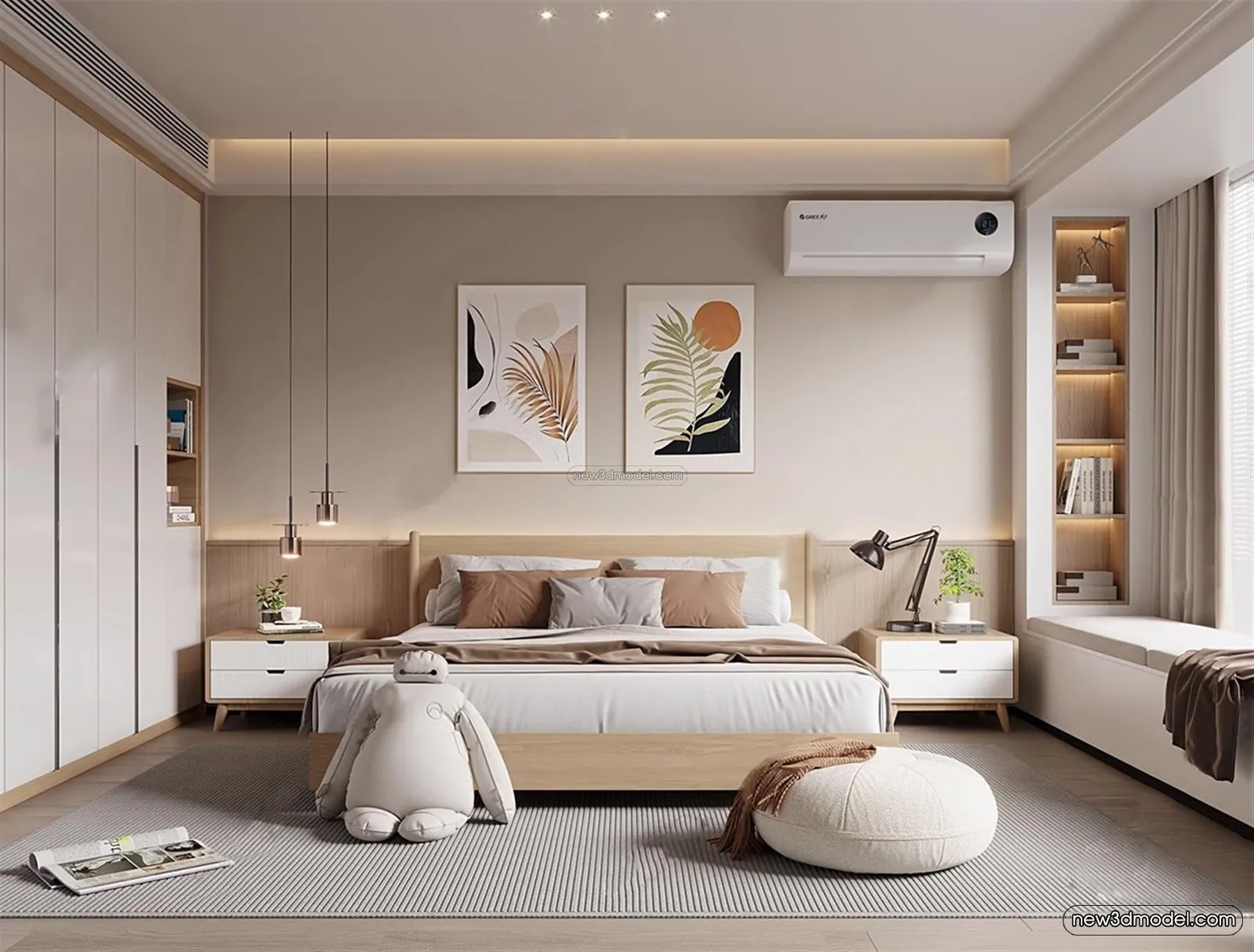 Nordic Style Interior 3D Blocks – Bedroom 3D Model – 318 – VRAY