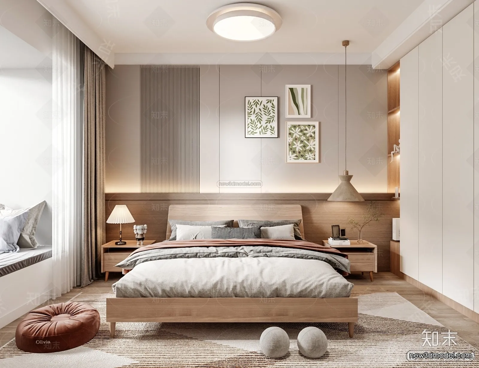 Nordic Style Interior 3D Blocks – Bedroom 3D Model – 319 – VRAY