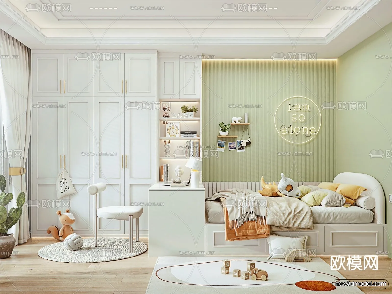 Nordic Style Interior 3D Blocks – Bedroom 3D Model – 320 – VRAY