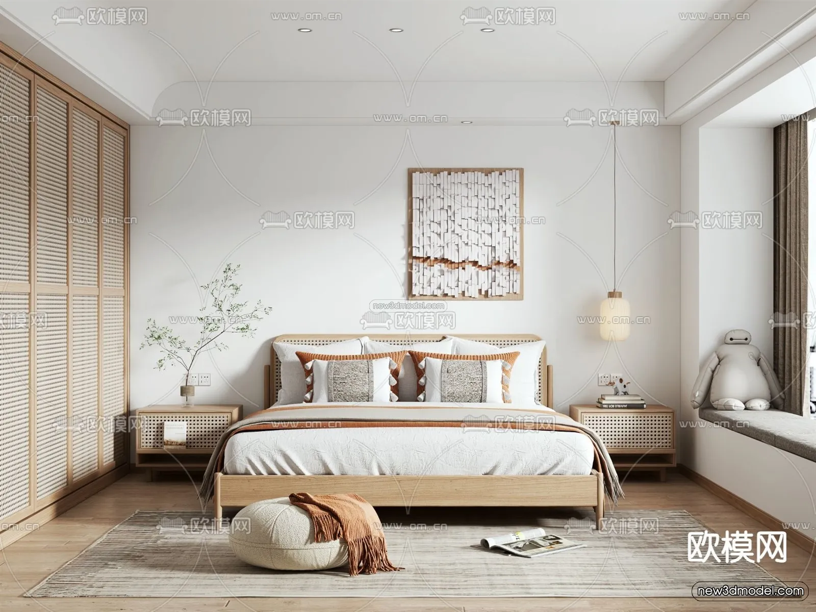 Nordic Style Interior 3D Blocks – Bedroom 3D Model – 325 – VRAY
