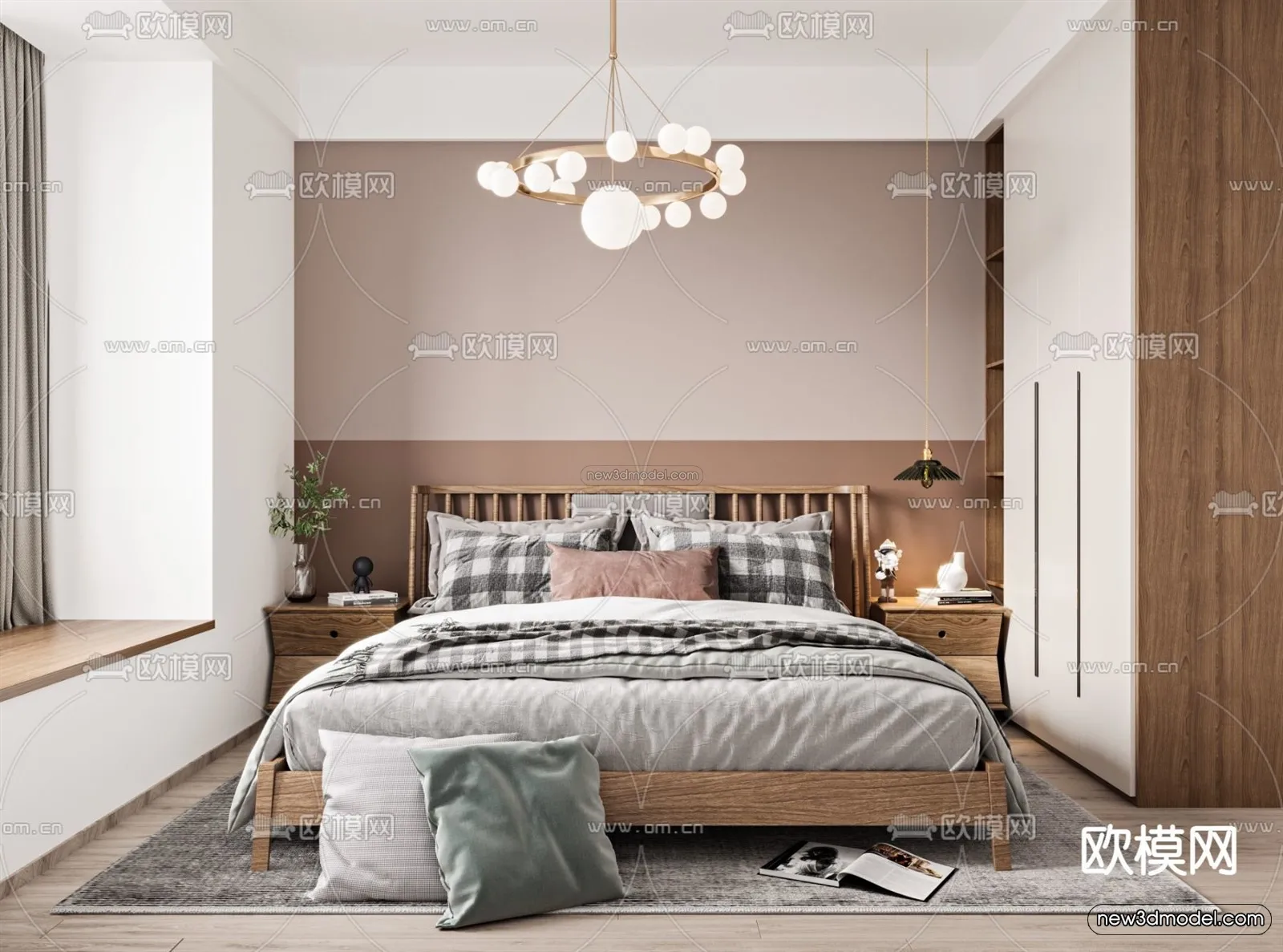 Nordic Style Interior 3D Blocks – Bedroom 3D Model – 326 – VRAY