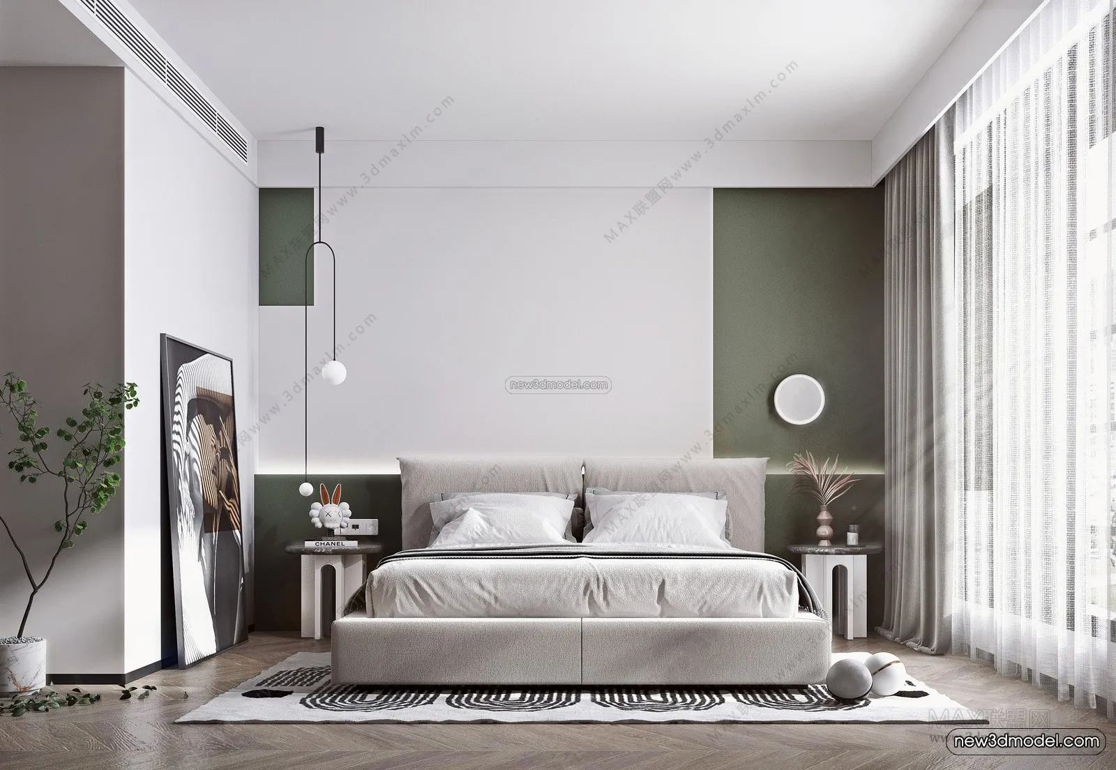 Nordic Style Interior 3D Blocks – Bedroom 3D Model – 332 – VRAY