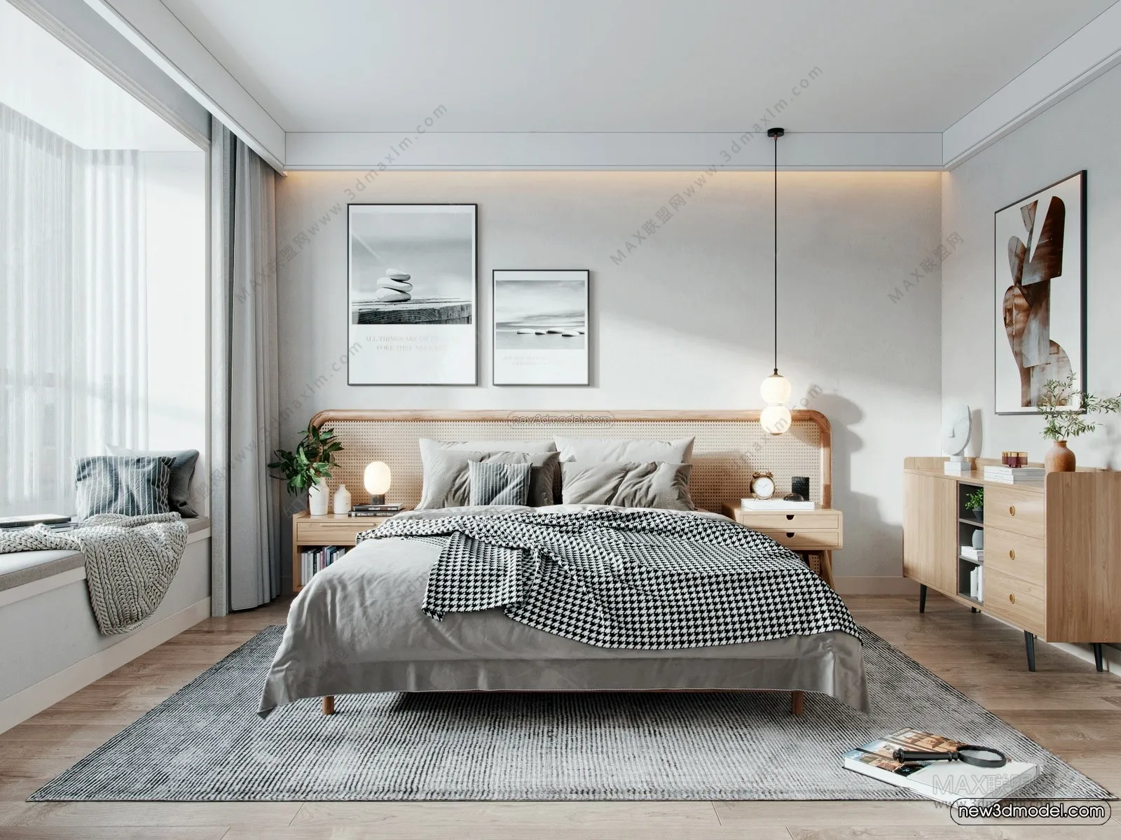 Nordic Style Interior 3D Blocks – Bedroom 3D Model – 334 – VRAY