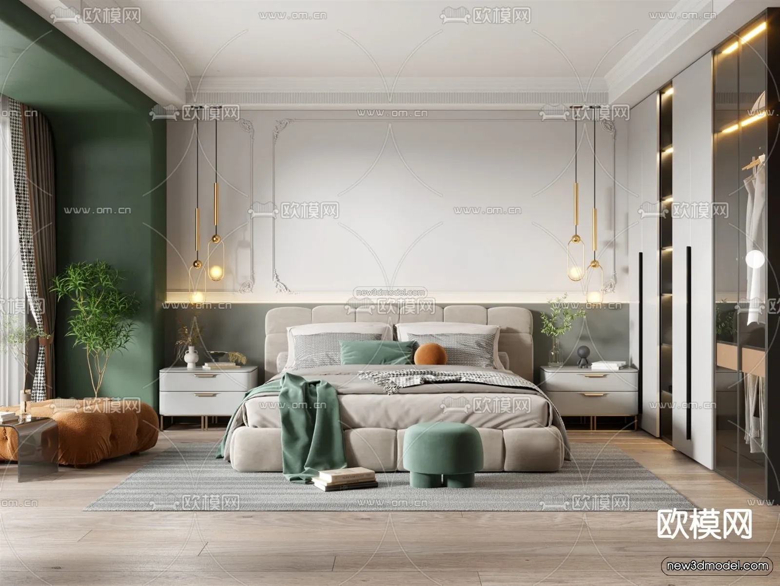 Nordic Style Interior 3D Blocks – Bedroom 3D Model – 337 – VRAY